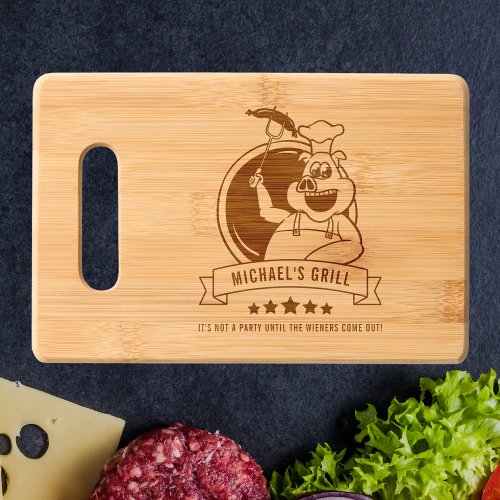 Dad Name Funny Fathers Day Gift for him BBQ Grill  Cutting Board