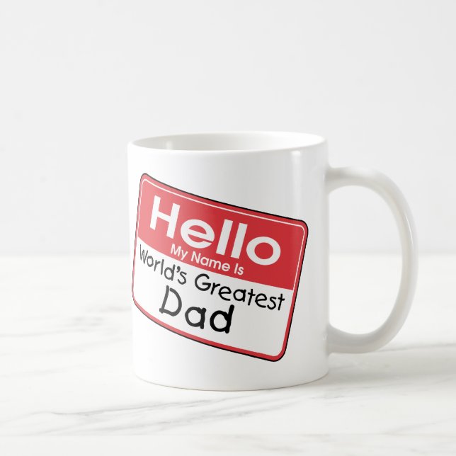 Dad Name Tag Coffee Mug (Right)