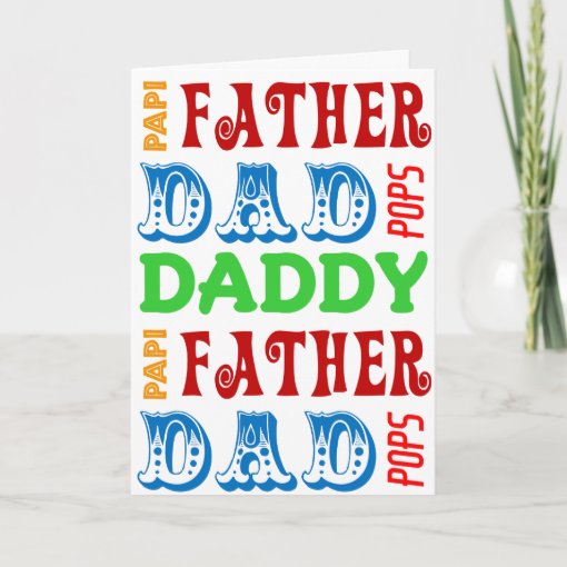 Dad Names Custom Father's Day Card Zazzle