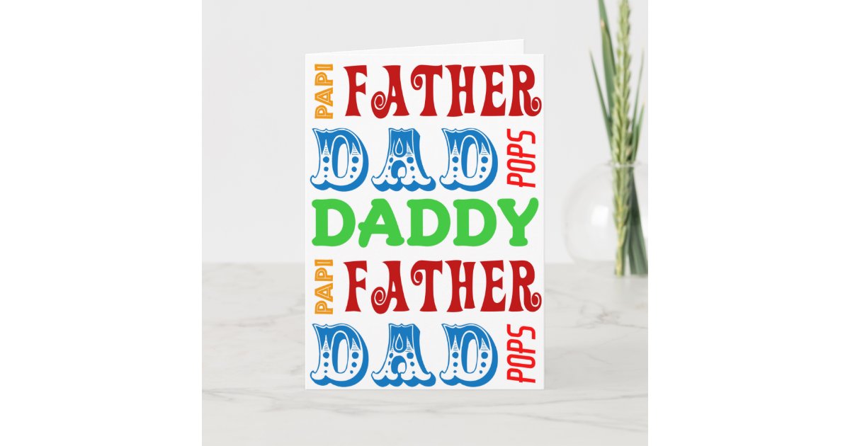 Dad Names Custom Father's Day Card | Zazzle