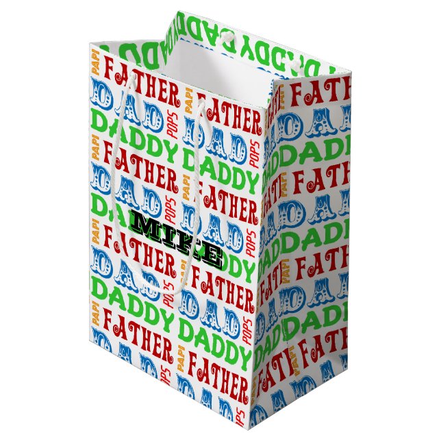 Dad Names Personalized Gift Bag (Front Angled)