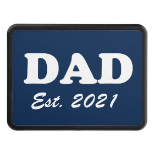 Dad navy blue white custom established date modern hitch cover