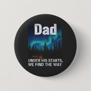 Dad Northern Lights Camping Customizable Button