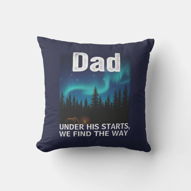 Dad Northern Lights Camping Customizable Throw Pillow (Front)