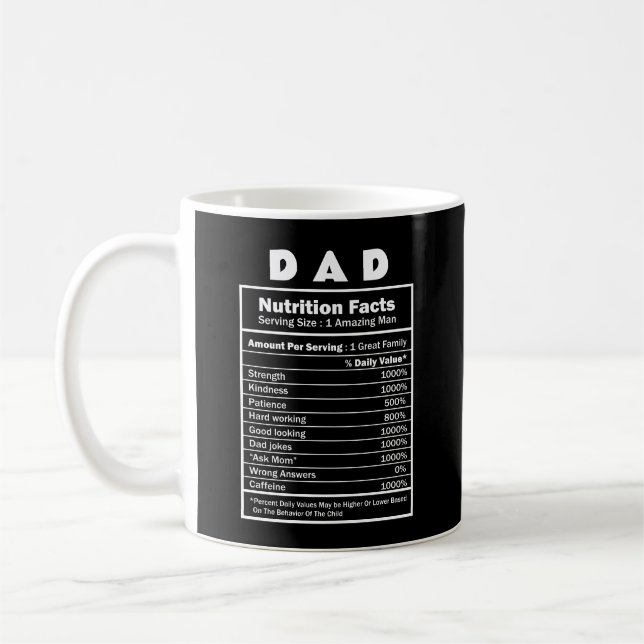 Dad Nutrition Fact Custom name Mug (Left)