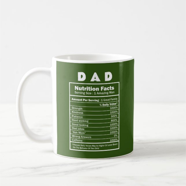 Dad Nutrition Fact Custom name Mug (Left)