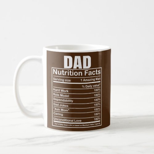 Dad Nutrition Facts Funny Humorous Dad Quote for Coffee Mug