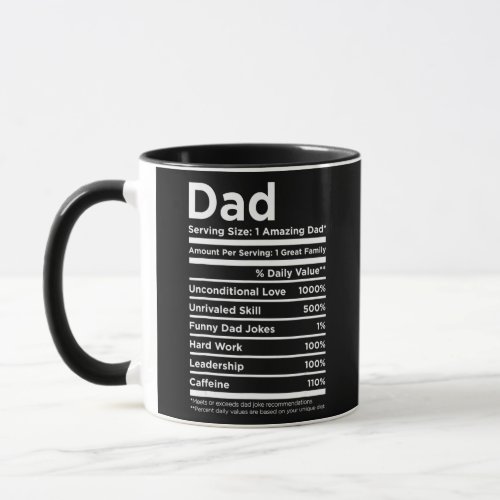 Dad Nutrition Facts Nutritional Fathers Day  Mug