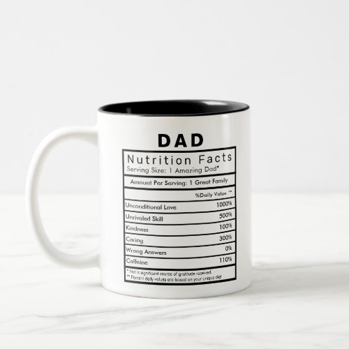 Dad Nutrition Facts Statistics Funny Two_Tone Coffee Mug