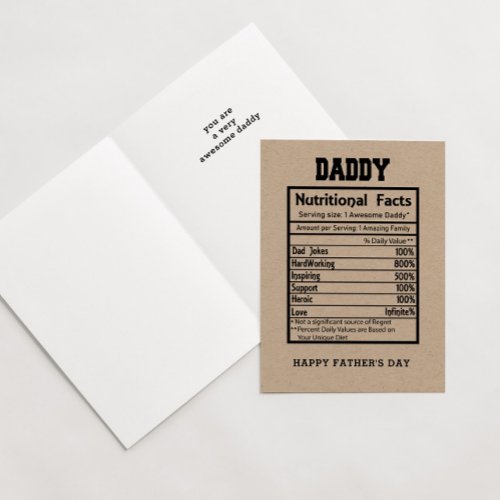 Dad Nutritional Facts Fathers Day Card