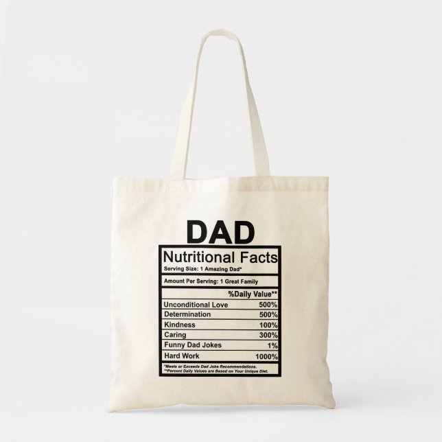 Dad Nutritional Facts Tote Bag (Front)