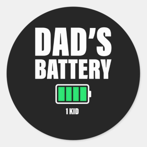 Dad Of 1 Low Battery DadââS FatherS Day Classic Round Sticker