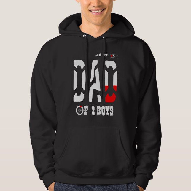 DAD of 2 Boys father or grandpa of 2 kids  16 Hoodie (Front)