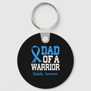 Dad Of A T1d Warrior Diabetes Awareness Blue Ribbo Keychain