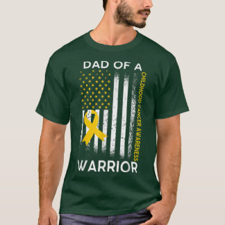 Dad Of A Warrior Childhood Cancer Awareness flag R T-Shirt