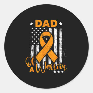 Dad of a warrior leukemia awareness usa flag classic round sticker