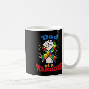 Dad Of A Warrior Puzzle Ribbon Cool Autism Awarene Coffee Mug