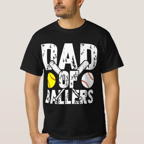 Dad of Ballers Baseball Softball Father Day T_Shirt
