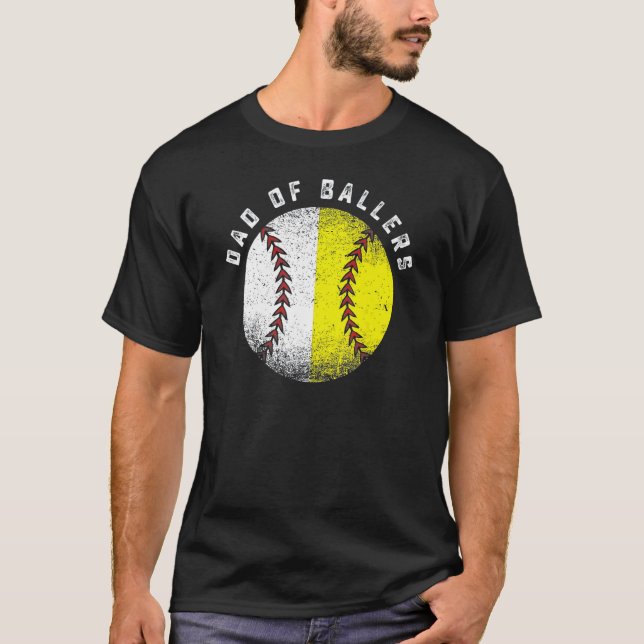 Dad Of Ballers Baseball Softball  Father s Day T-Shirt (Front)
