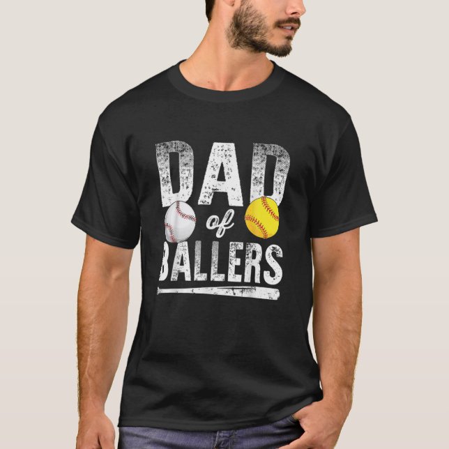 Dad Of Ballers Baseball Softball Father's Day T-Shirt (Front)