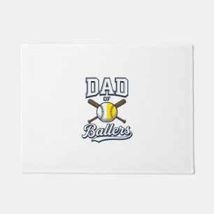 Dad of Ballers Baseball Softball Vintage Design_1 Doormat