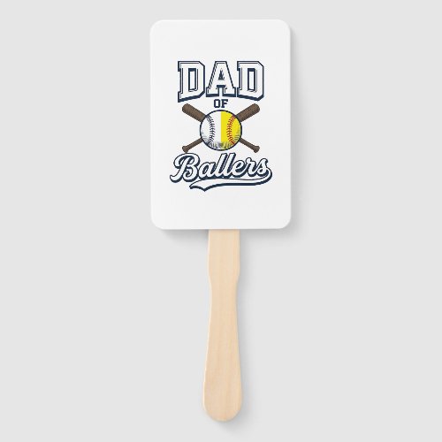 Dad of Ballers Baseball Softball Vintage Design_1 Hand Fan
