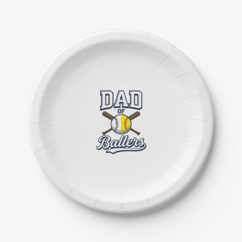Dad of Ballers Baseball Softball Vintage Design_1 Paper Plates