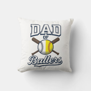 Dad of Ballers Baseball Softball Vintage Design_1 Throw Pillow