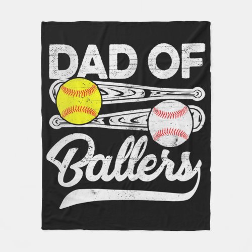 Dad Of Ballers Fathers Day Baseball Softball Fleece Blanket