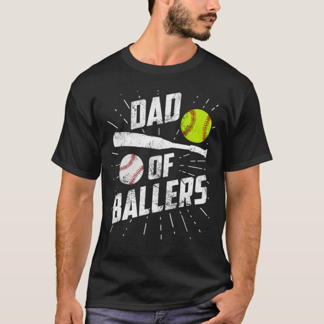 Dad Of Ballers Funny Baseball Softball Game T-Shirt (Front)