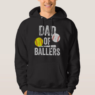 Dad of Ballers Funny Dad of Baseball and Softball Hoodie