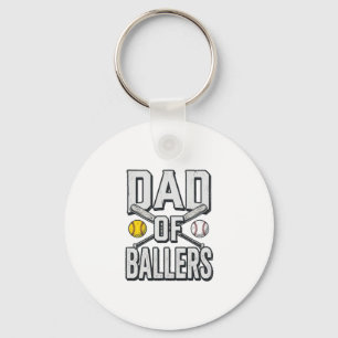 Dad of Ballers Softball and Baseball Vintage Shirt Keychain