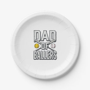 Dad of Ballers Softball and Baseball Vintage Shirt Paper Plates
