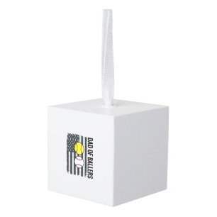 Dad of Ballers Softball Baseball Patriotic Cube Ornament