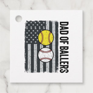 Dad of Ballers Softball Baseball Patriotic Favor Tags
