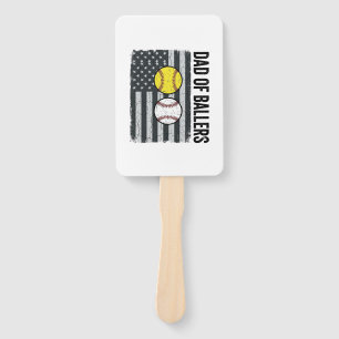 Dad of Ballers Softball Baseball Patriotic Hand Fan