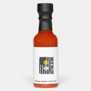 Dad of Ballers Softball Baseball Patriotic Hot Sauces