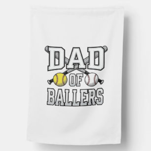 Dad Of Ballers Vintage Baseball Softball Shirt Des House Flag