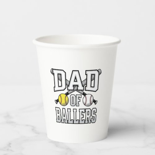 Dad Of Ballers Vintage Baseball Softball Shirt Des Paper Cups