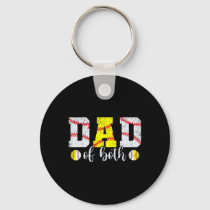 Dad Of Both Baseball Softball For Men Boys Happy F Keychain