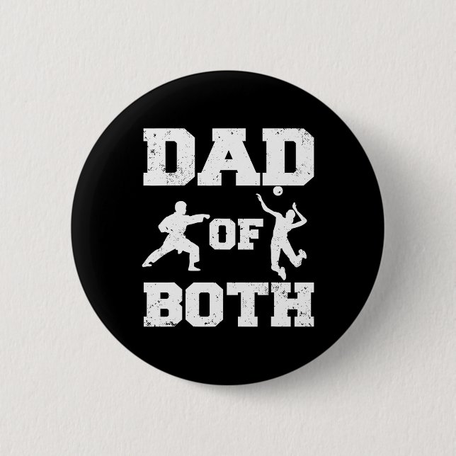 Dad Of Both Funny Karate Volleyll Dad  Button (Front)