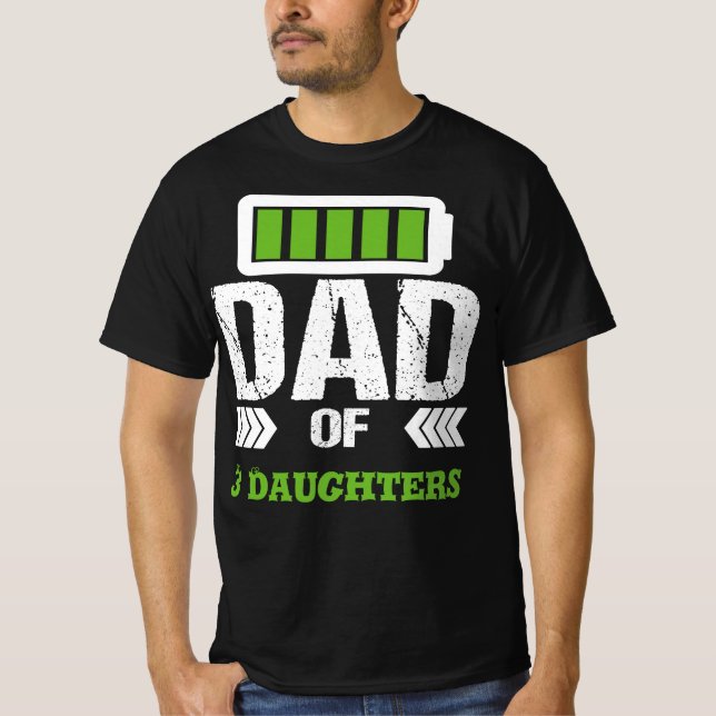 Dad Of Daughters Girls #Outnumbered Daddy Daughter T-Shirt (Front)