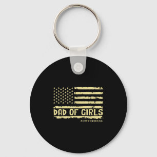Dad Of Girls Outnumbered Us Flag Father's Day Daug Keychain