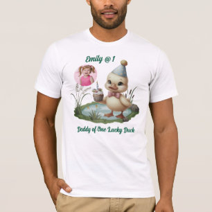 Dad of One Lucky Duck Cute 1st Birthday Photo T-Shirt