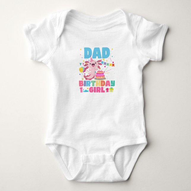 Dad Of the Birthday Axolotl Girl Dad And Mom Famil Baby Bodysuit (Front)