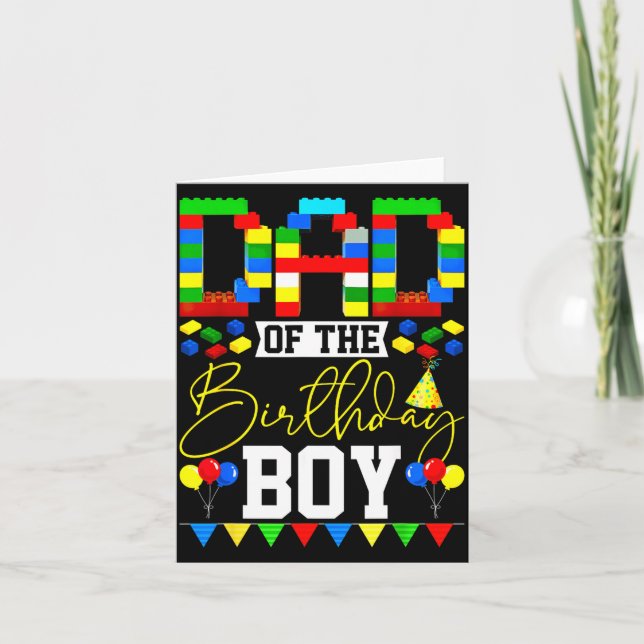 Dad Of The Birthday Boy Building Block Lover Match Card (Front)