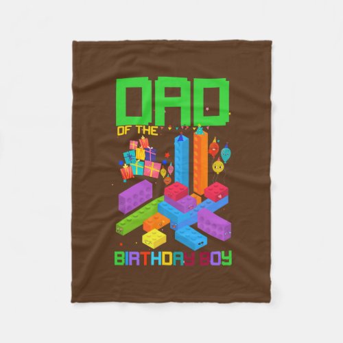 Dad Of The Birthday Boy Colorful Block Building Fleece Blanket