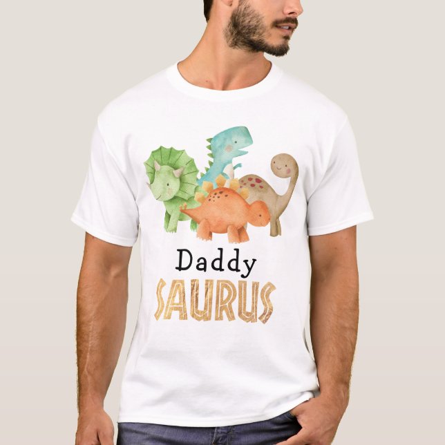 Dad of the Birthday Boy Dinosaurs Daddy Saurus  T-Shirt (Front)