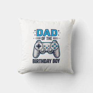 Dad of the Birthday Boy Gamer Shirt Design_1 Throw Pillow