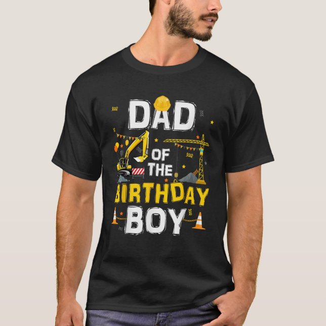 Dad Of The Birthday Boy Matching Construction Crew T-Shirt (Front)